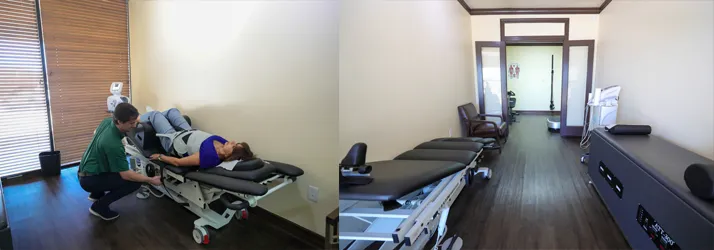 Chiropractor-College-Station-TX-Cole-Roemer-With-Spinal-Decompression-Patient.webp chiropractic care for spinal decompression relief